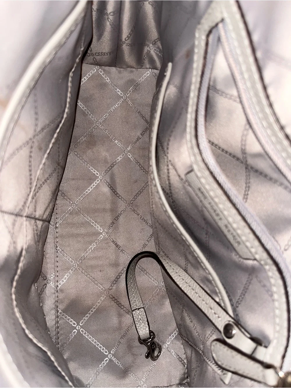 Michael Kors Light Gray Pebbled Leather Tote with Top Handles
